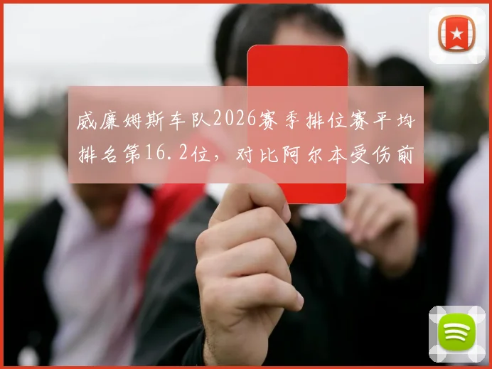 威廉姆斯车队2026赛季排位赛平均排名第16.2位，对比阿尔本受伤前第12.5位，复出后能否扭转颓势